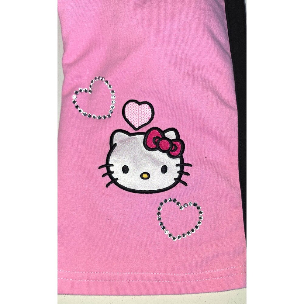 Hellow Kitty Lounge Sweatpants Doll Pink Rhinestones Pockets Girls 10 - Picture 3 of 4